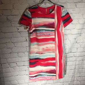 Vince Camuto pink watercolor dress Sz 8